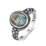 925 Sterling Silver Natural Labradorite Ring - 27 Options