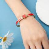 Stainless Steel Enamel Flower Gold Colour Bangle - 6 Colours