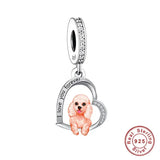925 Silver Love You Forever Dog Hanging Charm - 33 Options