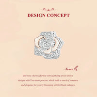 925 Sterling Silver Rose Gold Accent Rose Bead Charm