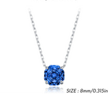925 Sterling Silver Rose Cut Royal Blue CZ Octagon Necklace - 2 Options