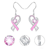 Fashion Love Heart Pink Ribbon Earrings