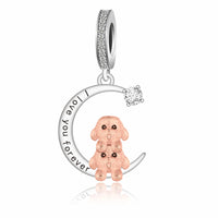 925 Silver Love You Forever Dog Hanging Charm - 33 Options