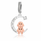 925 Silver Love You Forever Dog Hanging Charm - 33 Options