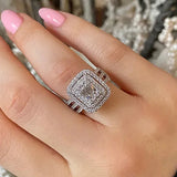Fashion Geometric Rectangle Cubic Zirconia Ring