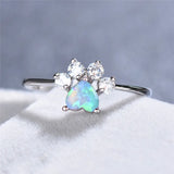 Fashion Created Opal/CZ Paw Ring - 3 Colours