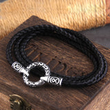 Fashion Stainless Steel/Leather Nordic Style Open Round Clasp Necklace - 3 Lengths