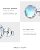 925 Sterling Silver Round Moonstone Stud Earrings - 3 Sizes
