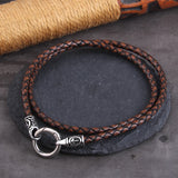 Fashion Stainless Steel/Leather Nordic Style Open Round Clasp Necklace - 3 Lengths
