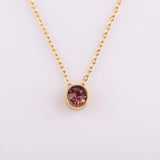 Stainless Steel Round Birthstone Pendant Necklace - 2 Colours - 12 Options