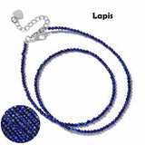 Fashion Faceted 2mm Natural Stone Bead Necklace - 31 Options