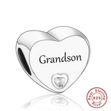 925 Silver Pink CZ Family Heart Charm - 50 Options