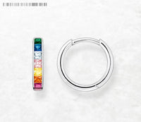 925 Sterling Silver Rainbow Stone Hoop Earrings