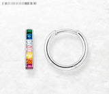 925 Sterling Silver Rainbow Stone Hoop Earrings