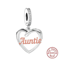 925 Silver Female Family Hanging Heart Charm - 5 Options