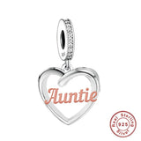 925 Silver Female Family Hanging Heart Charm - 5 Options