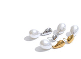 Stainless Steel Simulated Pearl Geometric Drop Earrings - 2 Options