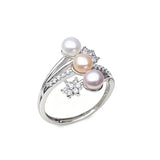 925 Sterling Silver Triple Pearl Adjustable Ring - 4 Options