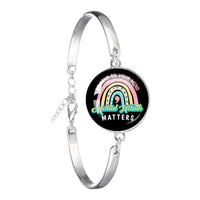 Glass 18mm Mental Health /Positivity Bracelet - 32 Options