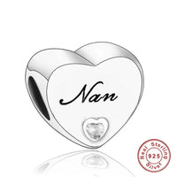 925 Silver Pink CZ Family Heart Charm - 50 Options