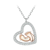 925 Sterling Silver Heart Footprint Necklace