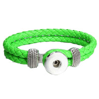 18mm Printed Rope or Plain Leather Snap Bracelet - 41 Options