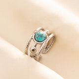 Stainless Steel Turquoise Colour Open Ring - 56 Options