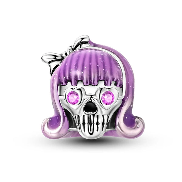 925 Sterling Silver Lilac Candy Skull Charm