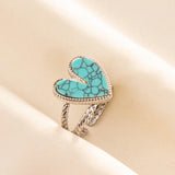 Stainless Steel Turquoise Colour Open Ring - 56 Options