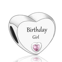925 Silver Pink CZ Family Heart Charm - 50 Options