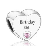 925 Silver Pink CZ Family Heart Charm - 50 Options