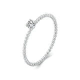 925 Sterling Silver Dainty Moissanite Rope Ring