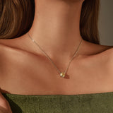 925 Sterling Silver Rose Cut Light Yellow CZ Octagon Necklace - 2 Options