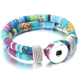 18mm Printed Rope or Plain Leather Snap Bracelet - 41 Options