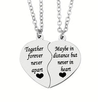 Stainless Steel 2 Pcs/Set Friendship/Partner Heart Necklace - 5 Options