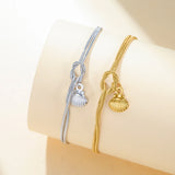 Stainless Steel Sea Themed Love Knot Snake Chain Bracelet - 2 Colours - 3 Options