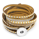 Fashion Multi-layer Wide Cuff Pu Leather 18mm Snap Bracelet - 26 Options