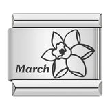 Stainless Steel Birthday Flower Italian Charm -- 12 Options