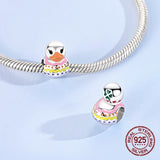 925 Sterling Silver Colourful Patterned Duck Charm