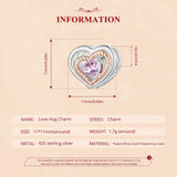 925 Sterling Silver Rose Gold Accent Love Heart Bead Charm