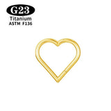 G23 Titanium Heart Nose/Ear Body Hoop - 2 Sizes - 13 Options