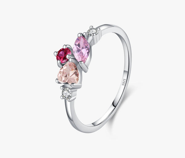925 Sterling Silver Multi-Colour CZ Geometric Ring
