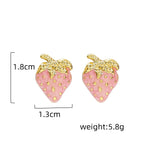 Stainless Steel Gold Colour Strawberry Stud Earrings - 3 Colours