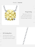 925 Sterling Silver Rose Cut Light Yellow CZ Octagon Necklace - 2 Options