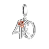 925 Sterling Silver Number Rose Hanging Charm - 10 Options