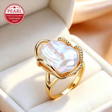 Fashion Natural Freshwater Baroque Pearl Adjustable Ring - 4 Options