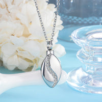 Stainless Steel CZ Tear Drop Urn Necklace