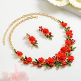 Fashion 2pc Floral Necklace and Earrings Set - 6 Colours