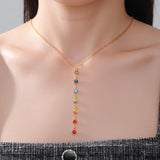 Stainless Steel 7 Colour CZ Necklace - 2 Colours - 2 Designs