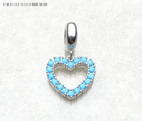925 Sterling Silver Blue Stone Heart Hanging Charm
